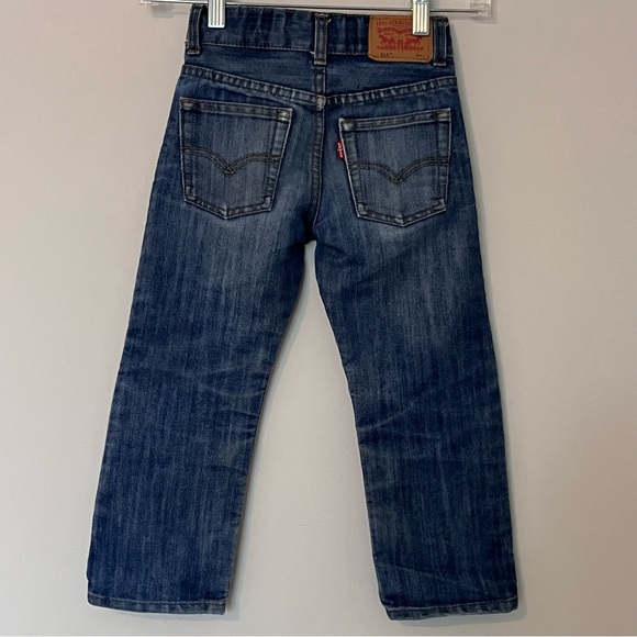 Levi's 514 Straight Jeans Medium Blue Distressed Kids Unisex Boy Girl Size 5 Reg - Picture 5 of 8